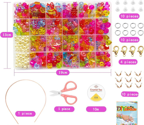 Beads Set for Jewelry Making Kids Adults Children Craft DIY Necklace Bracelets Letter Alphabet Colorful Acrylic Crafting Beads Kit Box with Access...