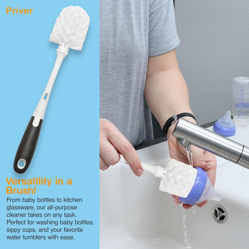 Baby Bottle Brush 1 pack - Baby Essentials Bottle Cleaner with Long Handle & Versatile Bottle Brushes for Cleaning - Baby Must Haves Portable Bott...