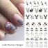 12 Sheets Bunny Nail Art Stickers Easter Water Transfer Nail Decals Cute Rabbit Cartoon Nail Design Abstract Line Rabbit Nail Sticker Easter Nail ...
