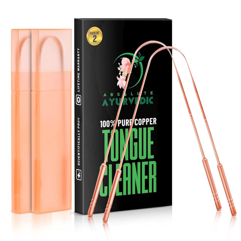 Tongue Scraper Cleaner With Copper Metal | Dentist Recommended Tongue Cleaner For Oral Health and Fresh Breath | Oral Hygiene Kit For Adults | Pac...