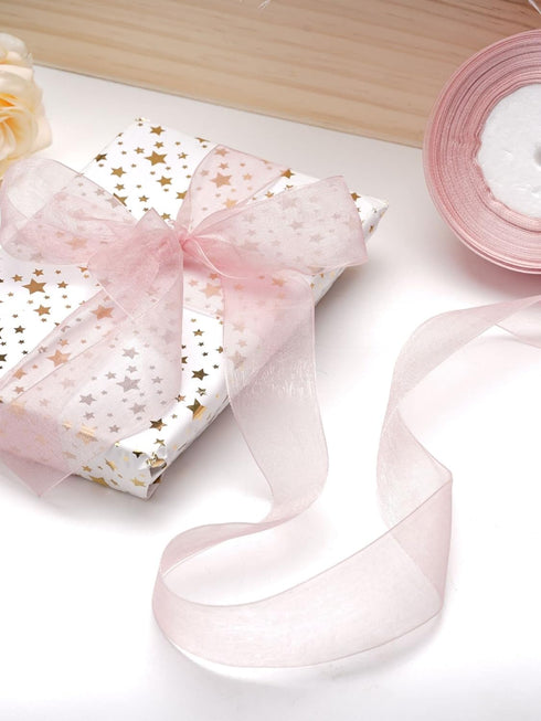 Pink Organza Ribbon for Gift Wrapping, FAKILO 2 Inch Shimmer Sheer Wrapping Ribbon for Bouquet, Wedding, Christmas Gift - 50 Yards Each Roll...