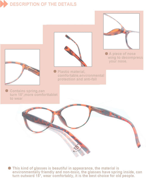 HEEYYOK Reading Glasses Women 1.50 5-Pack,Beautiful Women Readers,Quality Spring Hinge Colorful Inculding Sun for Reading Outdoors...