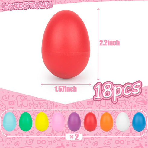 LovesTown 18PCS Plastic Egg Shakers Set, Percussion Instruments Musical Egg Maracas Easter Egg for Kids Toys Music Learning DIY Painting...