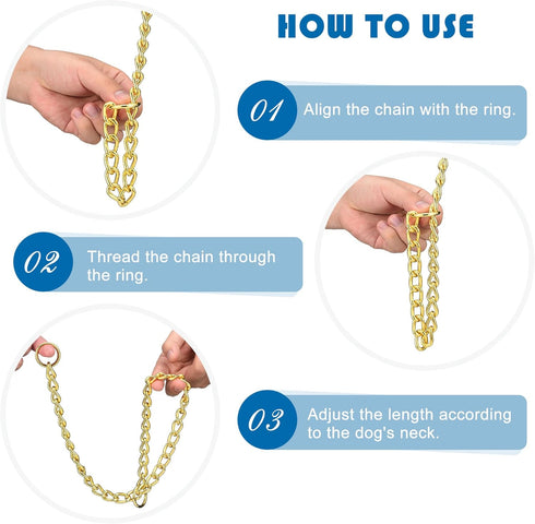 Mogoko Stainless Steel Dog Choke Chain Collar, Puppy Metal P Chain Slip Collar Pet Training Walking Choker(Gold; 3.0mm;20.0 Inch)...