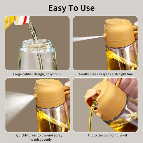 2 in 1 Oil Dispenser and Oil Sprayer, 470ml Oil Dispenser Bottle Spray and Pour, Glass Olive Oil Sprayer for Cooking, Food-Grade Oil Spray Bottle ...