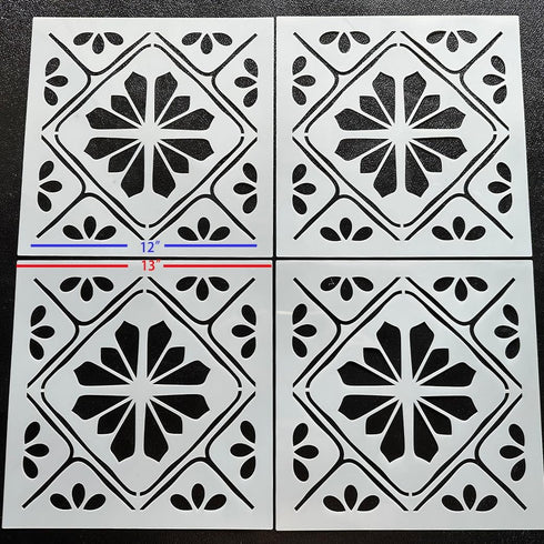HELLATHUND 4Pcs Reusable Tile Stencils 12x12, Concrete Stencils for Patio, Large Stencils for Painting Floors, Wall Stencils for Painting (12x12in...