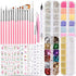 Nail Design Kit, Nail Art Brushes Set Dotting Tools, Nail Art Kit With 3D Flowers Nail Charms Crystal Gems Caviar Beads, Gold Leafs Foil Flakes, B...