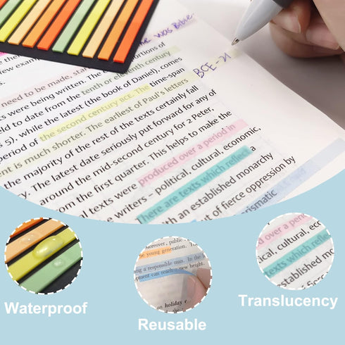 Sticky Long Tabs 6 Sheet Highlighter Tape 960 Pcs Translucent Sticky Notes Tabs for Annotating Books Bible Study Supplies...
