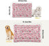 Pink Floral Pet Bed Pad Soft Dog Bed Mat with Anti-Slip Bottom, Machine Washable Crate Pad Mattress for Dog Sleeping...