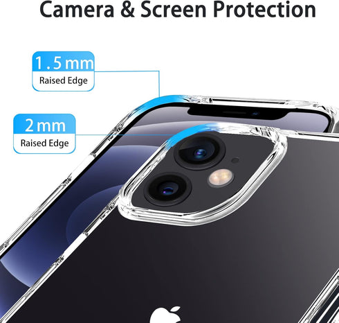 JJGoo Compatiable with iPhone 12 Case and 12 Pro Case Clear, Transparent Shockproof Phone Case, Slim Anti-Scratch Hard PC Back Protective Cover Bu...