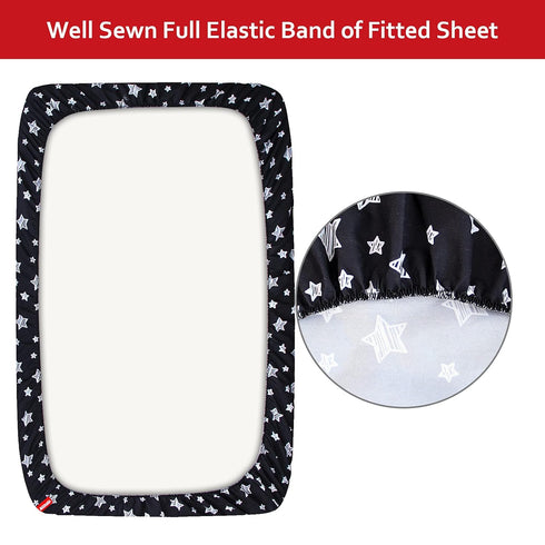 Black Star Baby Crib Sheet - Silky Soft Microfiber, 52'' x 28'' Fitted Sheet for Standard Size Crib Mattress, Snug Fit for Boys & Girls...