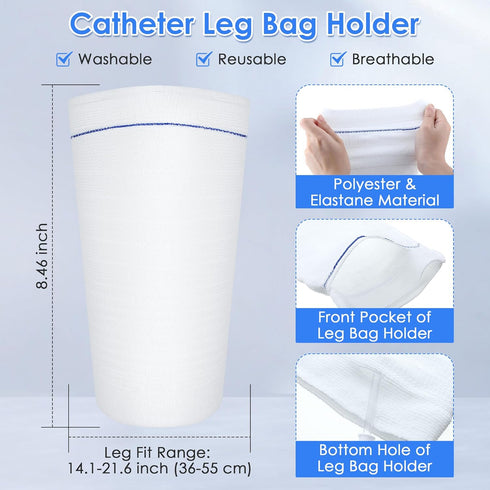 2 Pcs 33.8oz/1000ml Leg Bag Urinary Drainage Bag with 2 Pcs Catheter Leg Bag Holder, Catheter Leg Bags with Anti Reflux Valve, Urine Collection Ba...