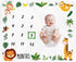 Baby Monthly Milestone Blanket Boy - Jungle Animals Neutral Newborn Month Blanket for Boy & Girl Personalized Shower Gift Safari Nursery Decor Pho...