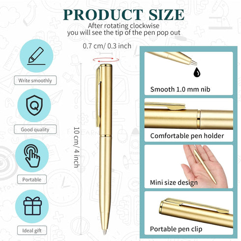 Teling 72 Pcs Small Ballpoint Pen Mini Pens Bulk 4 Inch Short Small Pens Tiny Pen Ink Ballpoint Pens for Notebook Pockets Signature Notepads Schoo...