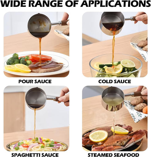 Saucepan with Pour Spouts Stainless Steel Handheld Oil Pan Sauce Pans Small Nonstick Milk Pot Kitchen Tool Sauce Pans for Milk Butter Sauce?250ml?...