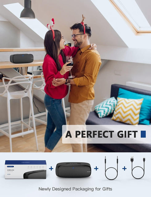LENRUE Bluetooth Speaker, Wireless Portable Speaker with Loud Stereo Sound, Rich Bass, 12-Hour Playtime, Built-in Mic. Perfect for iPhone, Samsung...
