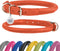 Rolled Leather Dog Collar Soft Round Collars, ID Tag for Small Medium Large Dogs (16-20 inch, Orange & Silver Buckle)...