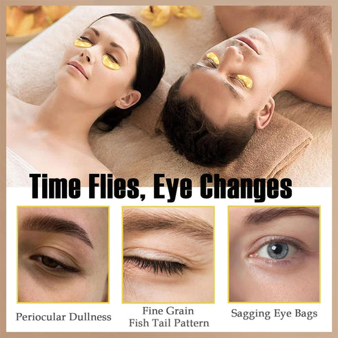 30 Pairs 24K Gold Eye Masks & Lip Masks,Crystal Collagen Eye Patches for Puffy Eyes, Effectively Moisturizing Lip & Eye Skin Care Reducing Fine Li...