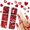6 Grids Heart Nail Sequins 3D Holographic Nail Glitter Flakes Acrylic Nail Art Supplies Red Love Hearts Shaped Nail Glitter Sequins Valentine's Da...