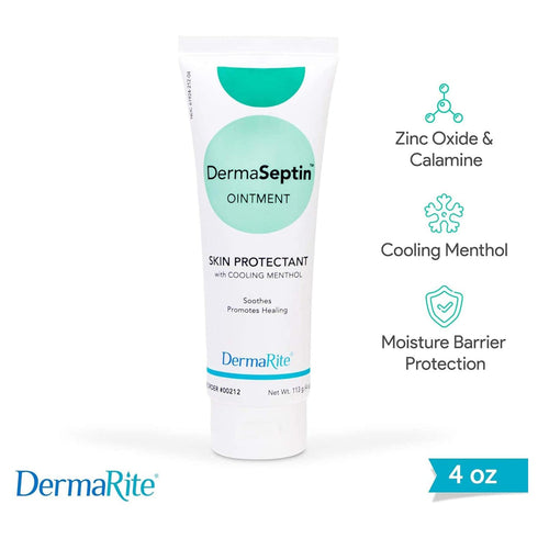 DermaRite's DermaSeptin Ointment, Skin Protectant - with Cooling Menthol, Soothes and Promotes Healing, Fragrance-Free - 4 oz. Tube, 1 Count...
