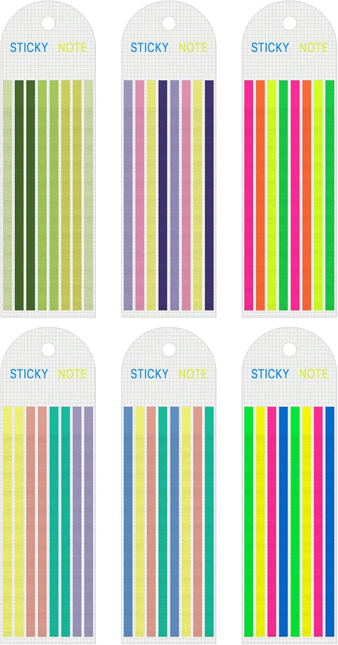 HAUTOCO 960PCS Highlighter Tape for Books, 6 Sheets Long Sticky Notes Tabs for Annotating Books, Transparent Highlighter Strips Index Flags Page M...