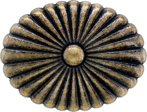 Bezelry 12 Pieces Oval Cactus Flower Metal Shank Buttons. 24mm X 19mm (Antique Brass)...
