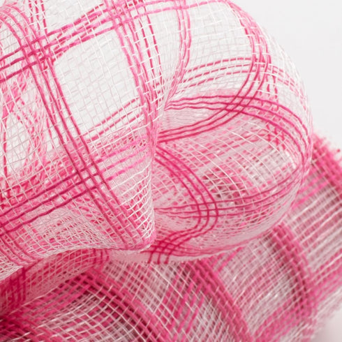 Faux Jute Plaid Check Deco Poly Mesh Ribbon- 10.5" x 10 Yards (Dark Pink)...
