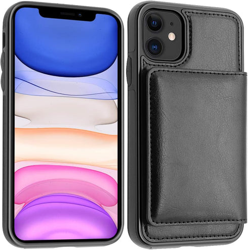 LakiBeibi Case for iPhone 11 with Card Holders, Dual Layer Lightweight Slim Leather Wallet Case Flip Folio Magnetic Lock Protective Case for Apple...