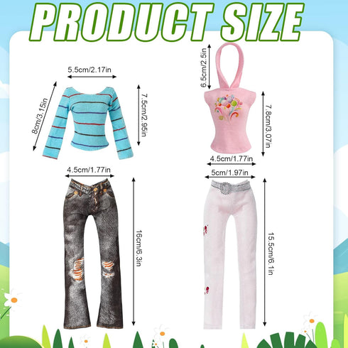 UPINS 10 Pcs Doll Clothes Girls Doll Accessories for 11.8 Inch Doll Include T-Shirt Pants Regular Outfit Doll Clothing Girl Birthday Gift...