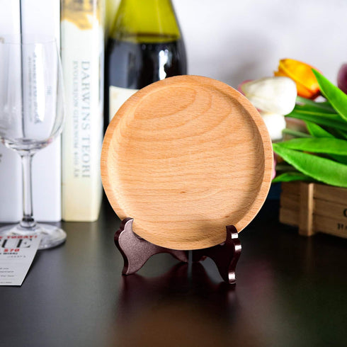 Tatuo 4 Packs Wooden Display Stand Plate Holder Easels (4 Inch, Red)...