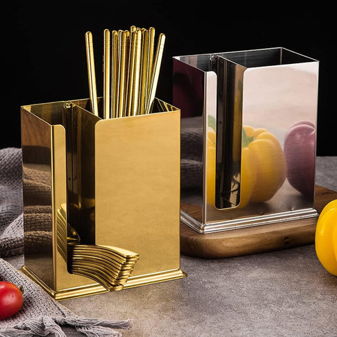 kaileyouxiangongsi Chinese Restaurant Utensil Holder, Stainless Steel Hanging 2 Compartments Mesh Utensil Drying Rack/Chopsticks/Spoon/Fork/Knife ...