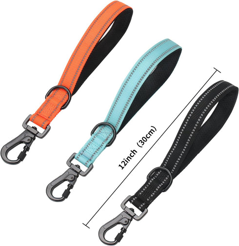 Short Dog Leash-12 Inch Traffic dog leash,Training Leash with Retroreflective Stripes and Carabiner Clip,Suitable for controlling and training med...