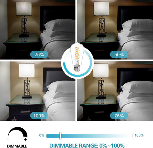 ST58 (ST19) LED Edison Bulb 60 Watt Equivalent, CRI 80+, Shatterproof High Brightness Natural White 4000K Dimmable Antique LED Filament Light Bulb...