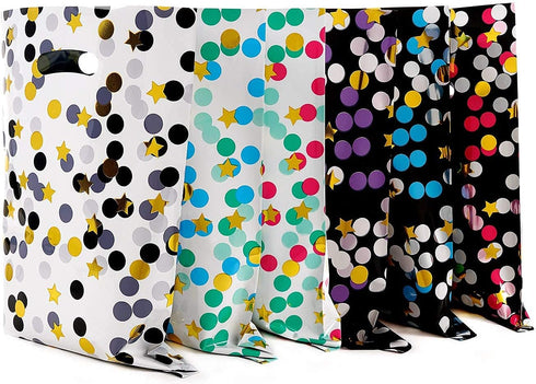 HABILE 48 Pack Plastic Party Gift Bag, Durable Return Gift With Handles, Plastic Candy Bag For Goodie, Party Favor Bag For Kids Birthday (Polka Do...