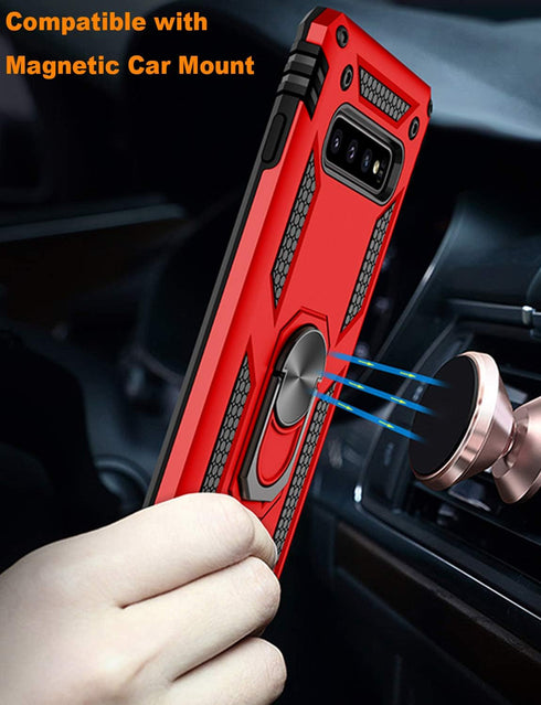 LUMARKE Samsung Galaxy S10 Plus Case, Red, Military Grade, 16ft. Drop Tested, Magnetic Ring Kickstand, Compatible with Car Mount Holder Protective...