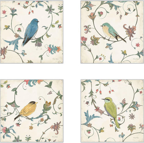 CoasterStone Bird's Gem Absorbent Coasters, 4-1/4-Inch, Set of 4...