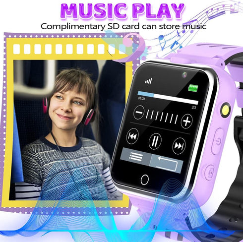 OVV Kids Game Smart Watch Boy Girl Age 3-12 with 24 Games Dual Camera 1.54" HD Screen Video Music Player Pedometer Alarm Clock Torch Calculator St...