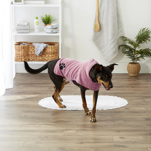 Bone Dry Pet Robe Collection, Embroidered Absorbent Microfiber Bath Robe with Adjustable Closure, for Dogs & Cats, Medium, Rose...