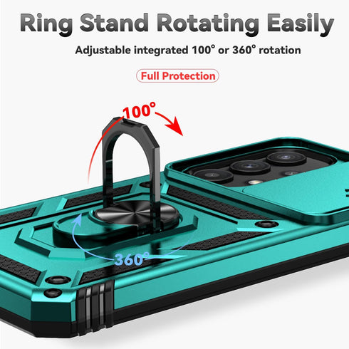 for Samsung Galaxy A35 5G Case with Camera Lens Cover HD Screen Protector, Dual Layer Military-Grade Drop Tested Magnetic Ring Holder Kickstand Pr...