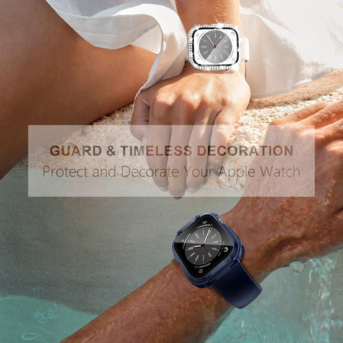 Wingle Rugged Waterproof Case for Apple Watch 45mm Series 9 8 7 Screen Protector with Tempered Glass, 2 in 1 Military Grade 360 Full Protective Bu...