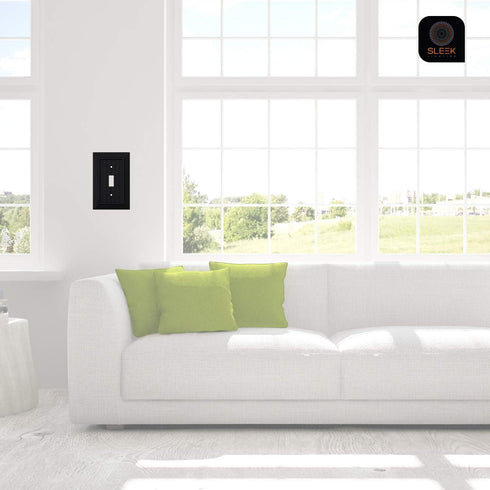 SleekLighting Double Toggle Wall plates | Decorative Bamboo Classic Beadboard Black Finish | Electric Outlet and Switch Covers| Style: 2 Gang Togg...