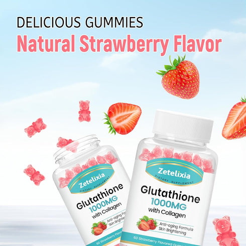 Glutathione Collagen Gummies with Cysteine for Women & Men, Glutathione Supplement for Hair Skin Nails Muscle & Joint, Vegan, Sugar Free, Non-GMO,...