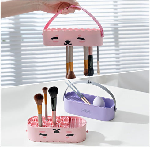 Makeup Brush Cleaner 3 in 1, Sponge and Make Up Brush Dryer, Makeup Tools Cleaning Box white...