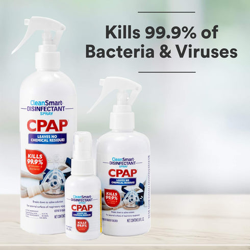 CleanSmart CPAP Disinfectant Spray To Go, Kills 99.9% of Bacteria and Viruses on CPAP Equipment, No Residue, 2 oz (Pack of 3)...