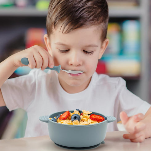 Toddler Utensils, 6 Pack kids Silverware Set with Silicone Handle, 18/8 Stainless Steel Children Safe Forks and Spoons, Dishwasher Safe...