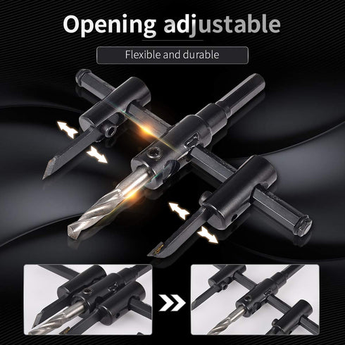 KATUR 30mm to 120mm Adjustable Circle Hole Cutter Saw Kit, Wood Drywall Drill Bit Saw Round Cutting, Woodworking Twist Hole DIY Tools (30-120mm)...