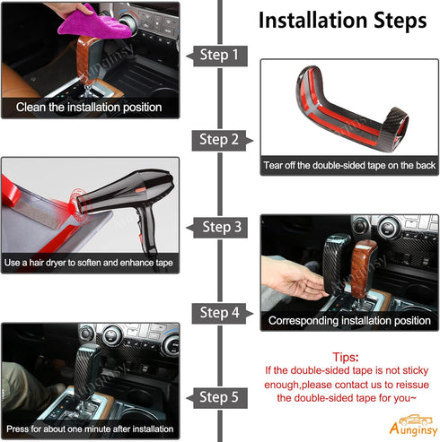 Car Shifter Gear Hand Brake Trim Cover Compatible with Toyota Tundra 2007-2021 Sequoia 2008-2020 Center Console Gear Shift Head Protection Cover A...