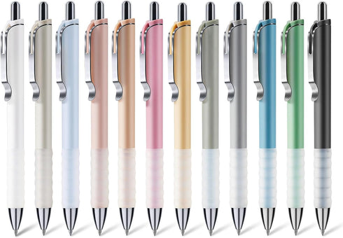 0.7mm Gel Pens Retractable Cute Black Ink Pens with Silicone Grip Smooth Writing Suitable for Note-taking, Sketching, Drawing (Silver clip 12 pcs)...