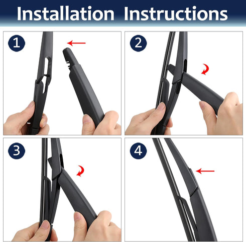 X AUTOHAUX 12" Rear Windshield Wiper Blade Arm Set for Honda Civic Hatchback 01-05...