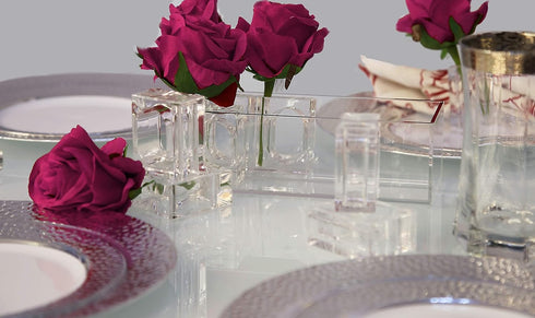 Deco-Mate Acrylic Napkin Rings Bud Vase Flower Holder – Clear - Table Décor, 2-in 1 (Bulk Set) Wholesale (4)...